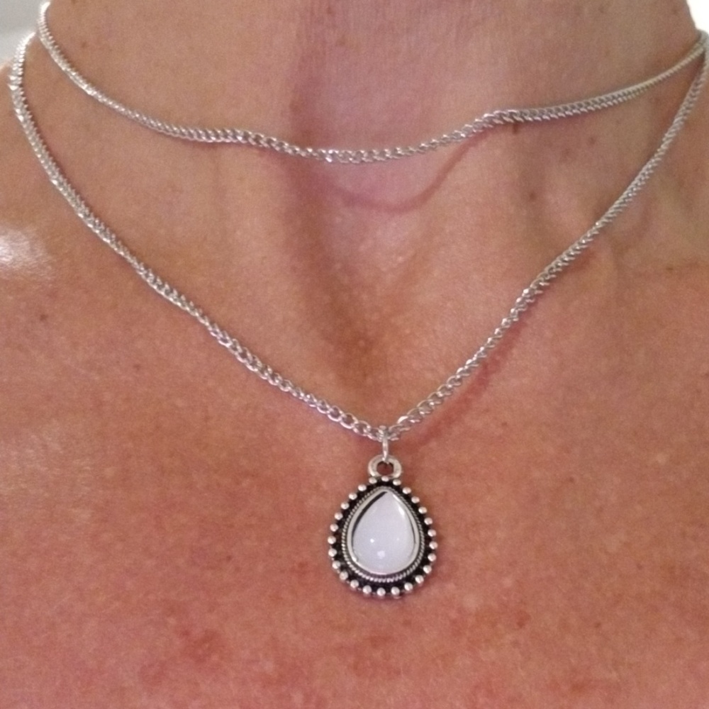 Silver necklace choker, 2 layer